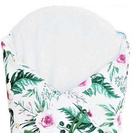 Paturica Wrap Bebe Leaf Roses, 75x75 cm, 100% Bumbac [1]