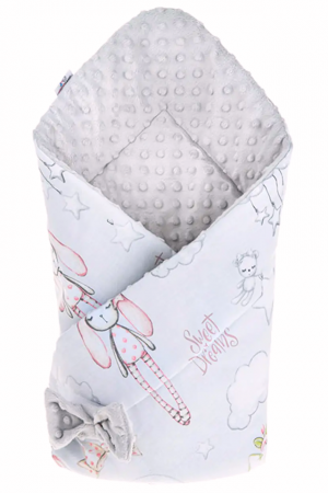 Paturica Wrap Bebe, Bunny, doua fete, Bumbac antialergic, 80x80 cm , BebePrice [0]