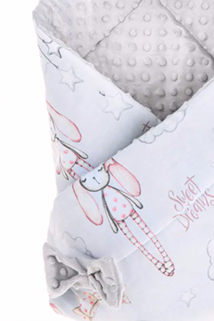 Paturica Wrap Bebe, Bunny, doua fete, Bumbac antialergic, 80x80 cm , BebePrice [3]