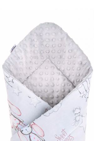 Paturica Wrap Bebe, Bunny, doua fete, Bumbac antialergic, 80x80 cm , BebePrice [1]