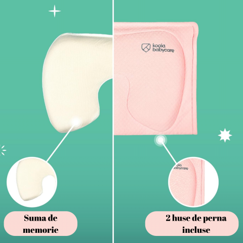 Perna de alaptare, antiplagiocefalie, 2 huse detasabile, MemoryHug. Pink, BebePrice [4]