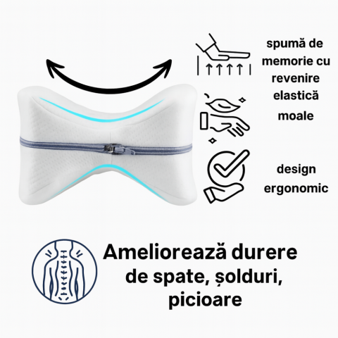 Perna pentru picioare ortopedica, ergonomica 2 in 1 cu spuma de memorie si husa detasabila, BebePrice [2]