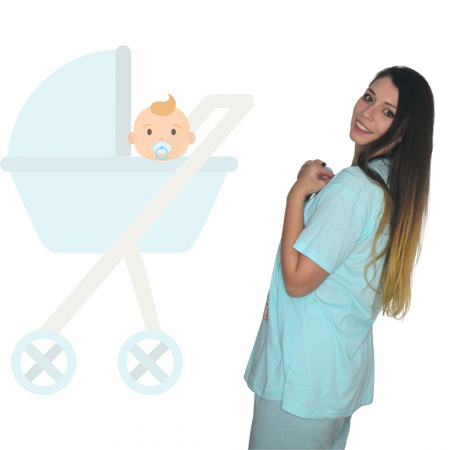 Pijamale pentru alaptare, It's a baby, turquoise, maneca scurta [4]