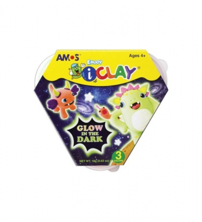 Jocuri Creative & Educative - Set plastilina Iclay, Fosforescenta, 3 bucati, BebePrice