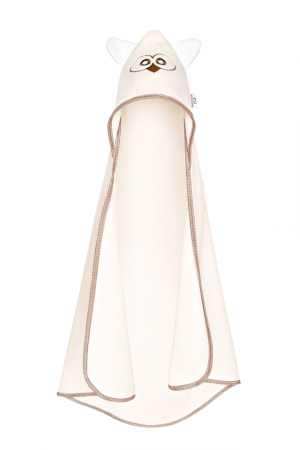 Prosop de baie cu gluga din bumbac, 80x80cm, Owl, Beige, BebePrice [0]