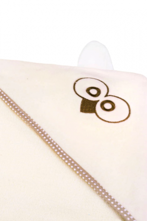Prosop de baie cu gluga din bumbac, 80x80cm, Owl, Beige, BebePrice [2]