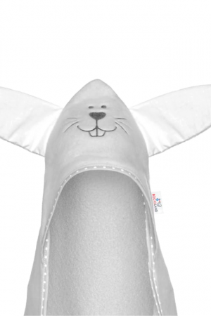 Prosop de baie cu gluga din bumbac, 80x80cm, Bunny, Grey, BebePrice [3]