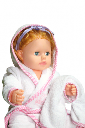 Set halat baie pentru bebe, 3 piese, Royal, 0-2 ani, White-Pink, BebePrice [3]