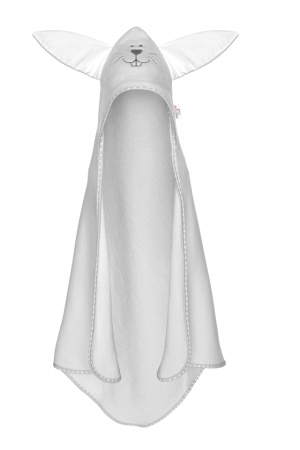 Prosop de baie cu gluga din bumbac, 80x80cm, Bunny, Grey, BebePrice [0]