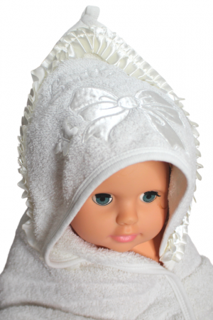 Prosop de baie cu gluga din bumbac, off-white, Butterfly [1]