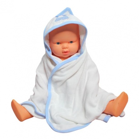 Prosop de baie cu gluga din bumbac , Funny animals, Little Mouse, White-blue [0]