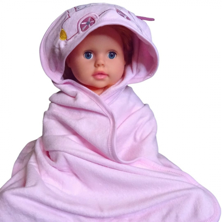 Prosop de baie cu gluga din bumbac , Funny animals, Dog and car, Roz [0]