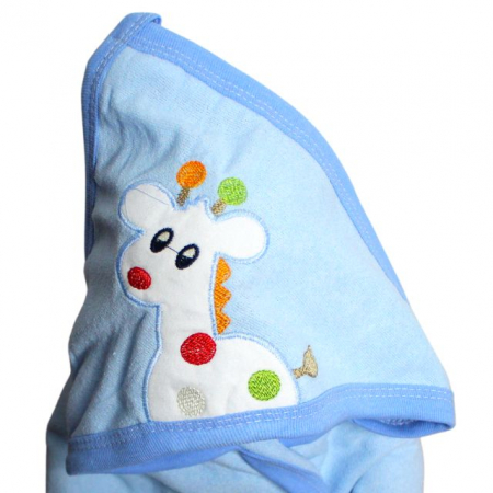 Prosop de baie cu gluga din bumbac , Giraffe, Blue [3]