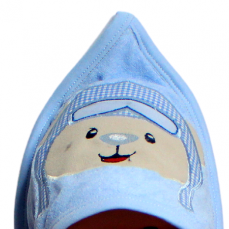 Prosop de baie cu gluga din bumbac , Funny animals, Flying Bear, Blue [3]