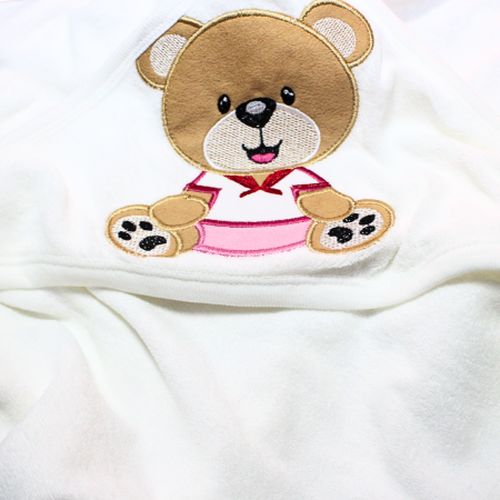 Prosop de baie cu gluga din bumbac, Bear, Pink 85x90cm, BebePrice [4]