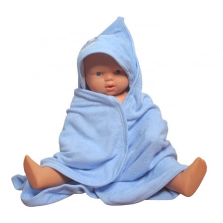 Prosop de baie cu gluga din bumbac , Funny animals, Little Mouse, Blue [0]