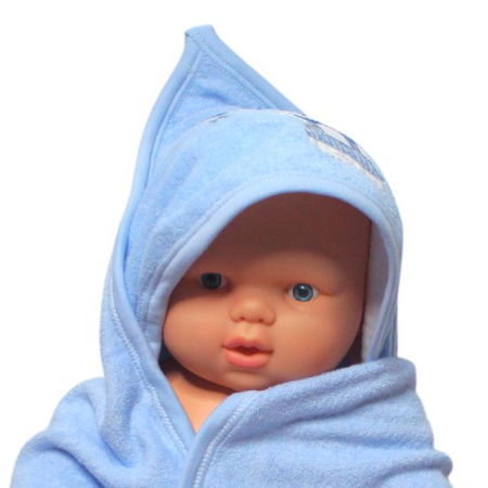 Prosop de baie cu gluga din bumbac , Funny animals, Little Mouse, Blue [1]