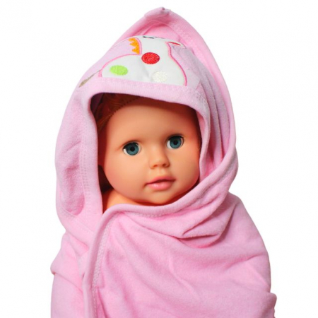 Prosop de baie cu gluga din bumbac, Giraffe, Pink [1]