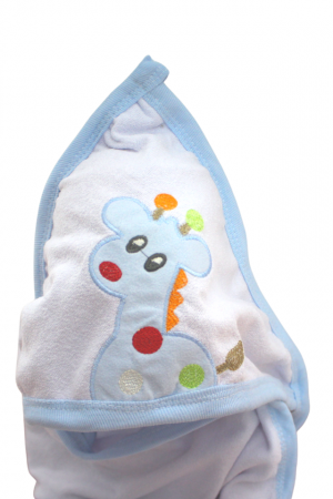 Prosop de baie cu gluga din bumbac, Giraffe, White Blue [2]