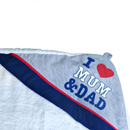 Prosop de baie cu gluga din bumbac Love mom & dad, baietel [2]