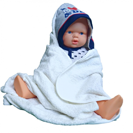 Prosop de baie cu gluga din bumbac Love mom & dad, baietel [4]