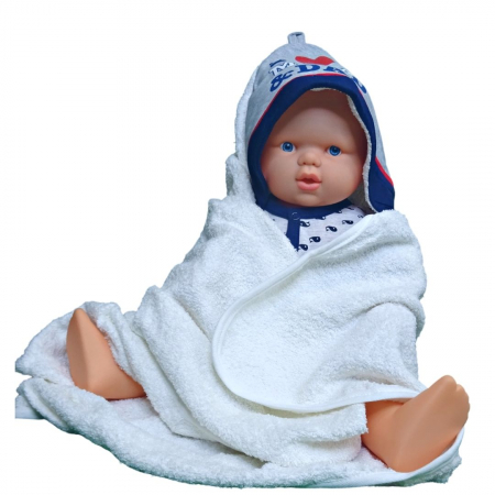 Prosop de baie cu gluga din bumbac Love mom & dad, baietel [0]