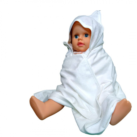 Prosop de baie cu gluga din bumbac, alb [2]