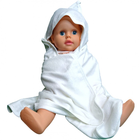 Prosop de baie cu gluga din bumbac, alb [0]