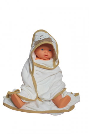 Prosop de baie cu gluga din bumbac, white-beige, Winnie The Pooh [0]