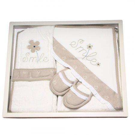 Set de baie pentru copii, bumbac, Smile, Beige- 4 piese, Bebeprice [0]