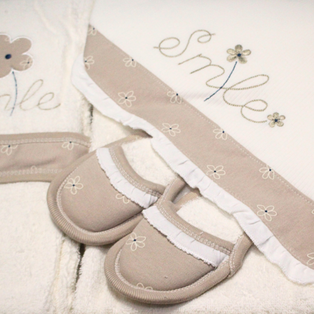 Set de baie pentru copii, bumbac, Smile, Beige- 4 piese, Bebeprice [1]