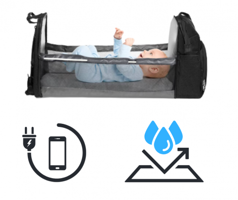 Rucsac multifunctional extensibil, impermeabil cu USB EasyTrip Baby, Midnight, BebePrice [6]