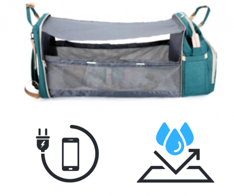 Rucsac multifunctional extensibil, impermeabil cu USB EasyTrip Baby, Forest, BebePrice [6]