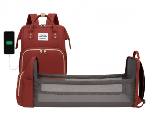 Rucsac multifunctional extensibil, impermeabil cu USB EasyTrip Baby, Royal Burgundy, BebePrice [0]