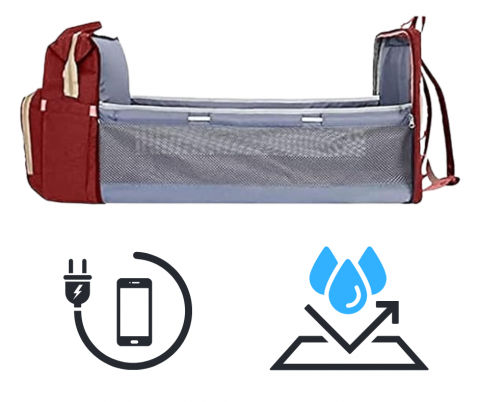 Rucsac multifunctional extensibil, impermeabil cu USB EasyTrip Baby, Royal Burgundy, BebePrice [4]