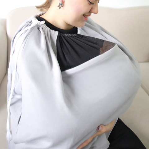 Șal de alăptare cu fereastră din tul Grey BebePrice.ro [3]