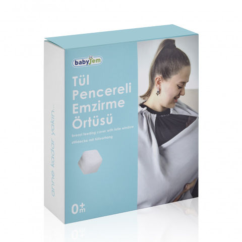 Șal de alăptare cu fereastră din tul Grey BebePrice.ro [2]