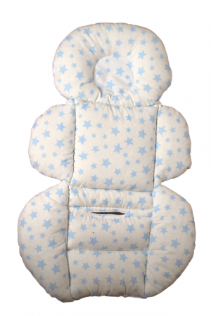 Saltea protectie doua fețe pentru carucior si scoica Little Stars, White-Blue [2]