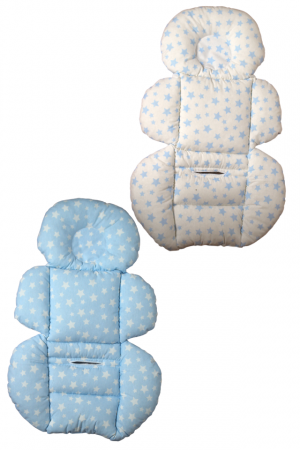 Saltea protectie doua fețe pentru carucior si scoica Little Stars, White-Blue [0]