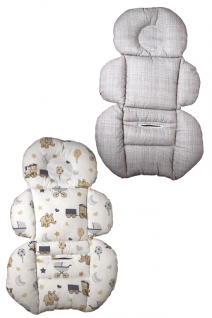 Saltea protectie doua fețe pentru carucior si scoica Elephant, White-Grey [0]