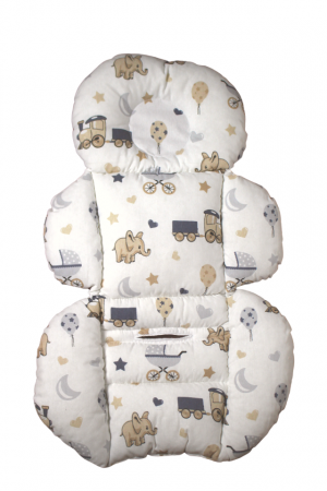 Saltea protectie doua fețe pentru carucior si scoica Elephant, White-Grey [1]