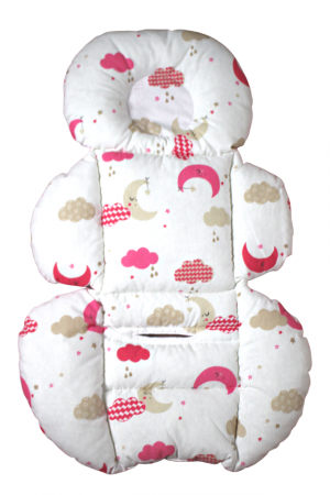 Saltea protectie doua fețe pentru carucior si scoica Moon, White-Pink [2]