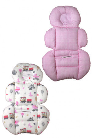 Saltea protectie doua fețe pentru carucior si scoica Elephant, White-Pink [0]