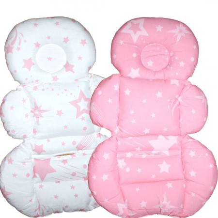 Saltea protectie pentru carucior si scoica, Sleepy Baby,Pink, Falling Stars [0]
