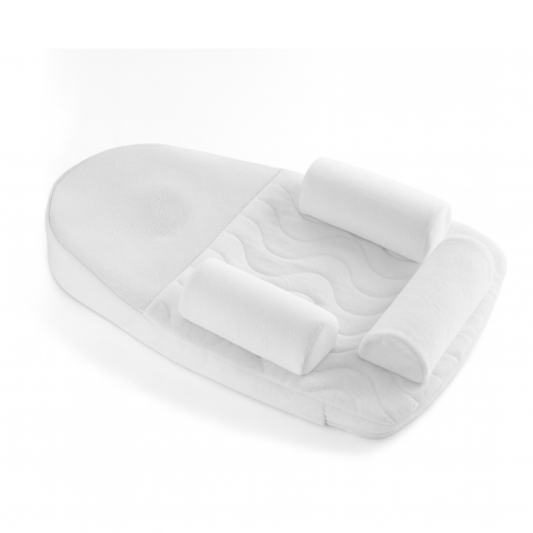 Articole siguranta bebe - Salteluta antireflux pentru bebelusi cu plan inclinat si saculet cu samburi de cirese, White