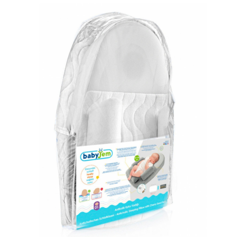 Salteluta antireflux pentru bebelusi cu plan inclinat si saculet cu samburi de cirese, White [3]