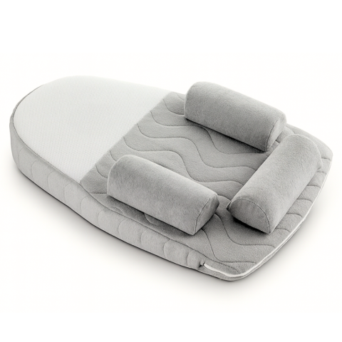 Articole siguranta bebe - Salteluta antireflux pentru bebelusi cu plan inclinat si saculet cu samburi de cirese, Grey