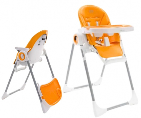 Alimentatie bebe & Accesorii hranire - Scaun de masă ergonomic 3 in 1, Feedi, 7 pozitii, Orange, BebePrice