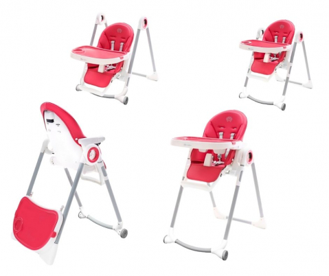 Scaun de masă ergonomic 3 in 1, Feedi, 7 pozitii, Salmon, BebePrice [4]