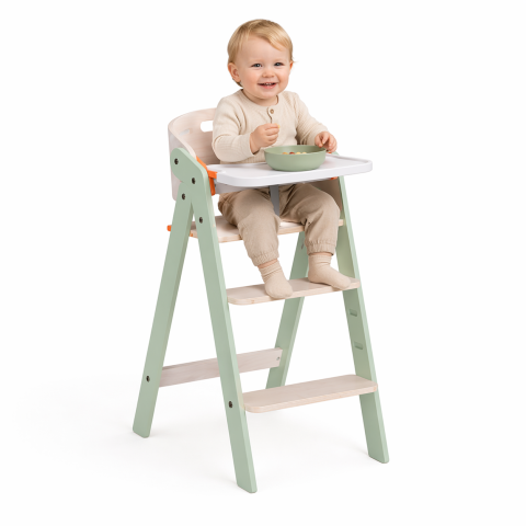 Alimentatie bebe & Accesorii hranire - Scaun de masă pliabil din lemn MamaToyz Green BebePrice.ro
